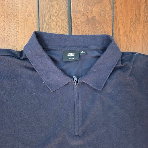 Uniqlo x Theory Shirt Men's Size XL Short Sleeve 1/4 Zip Lightweight Blue Airism - Picture 3 of 9